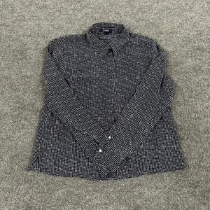 Chaps Shirt Womens Size L Navy Blue Polka Dot Long Sleeve Button Down Blouse